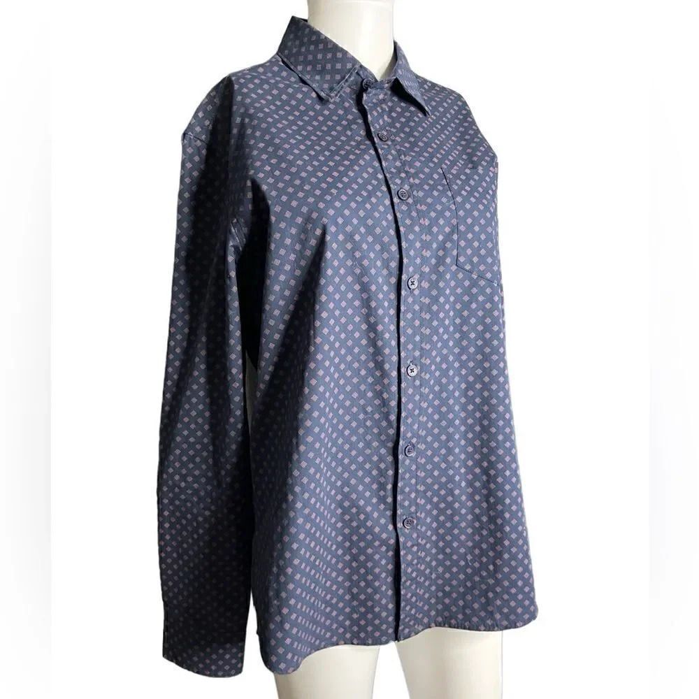 Nickel & Iron Long Sleeve Dress Shirt Blue and Red Size Small
